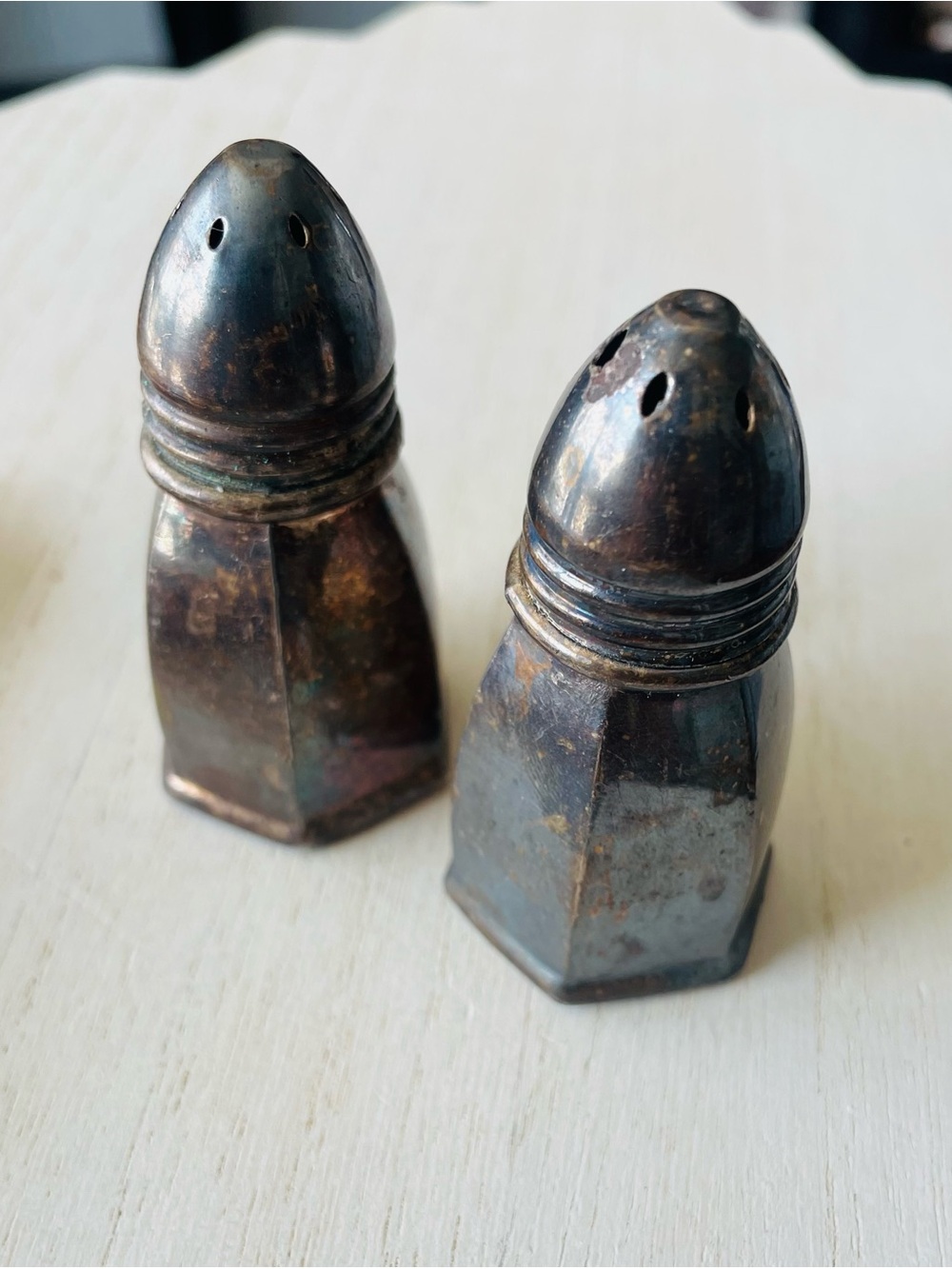 1930’s Benedict Proctor EP lead plate Salt & Pepper Shakers